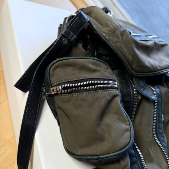 Alexander Wang 3-Way Marti Backpack – Olive Nylon with Black Leather Trim main image 8